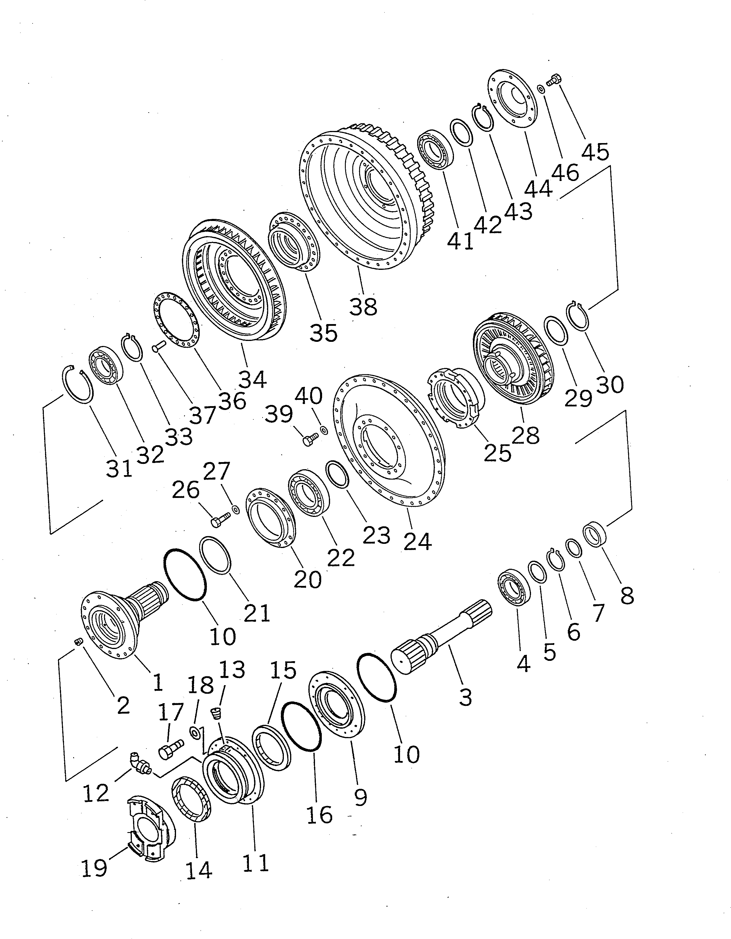 Схема запчастей Komatsu WA600-1H - ГИДРОТРАНСФОРМАТОР ТРАНСМИССИЯ