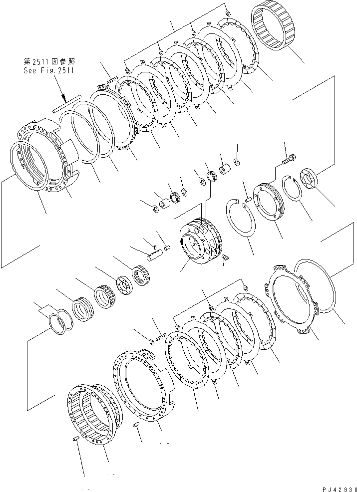 Схема запчастей Komatsu WA600-1H - ТРАНСМИССИЯ (ПЕРЕД. И 4 МУФТА) ТРАНСМИССИЯ