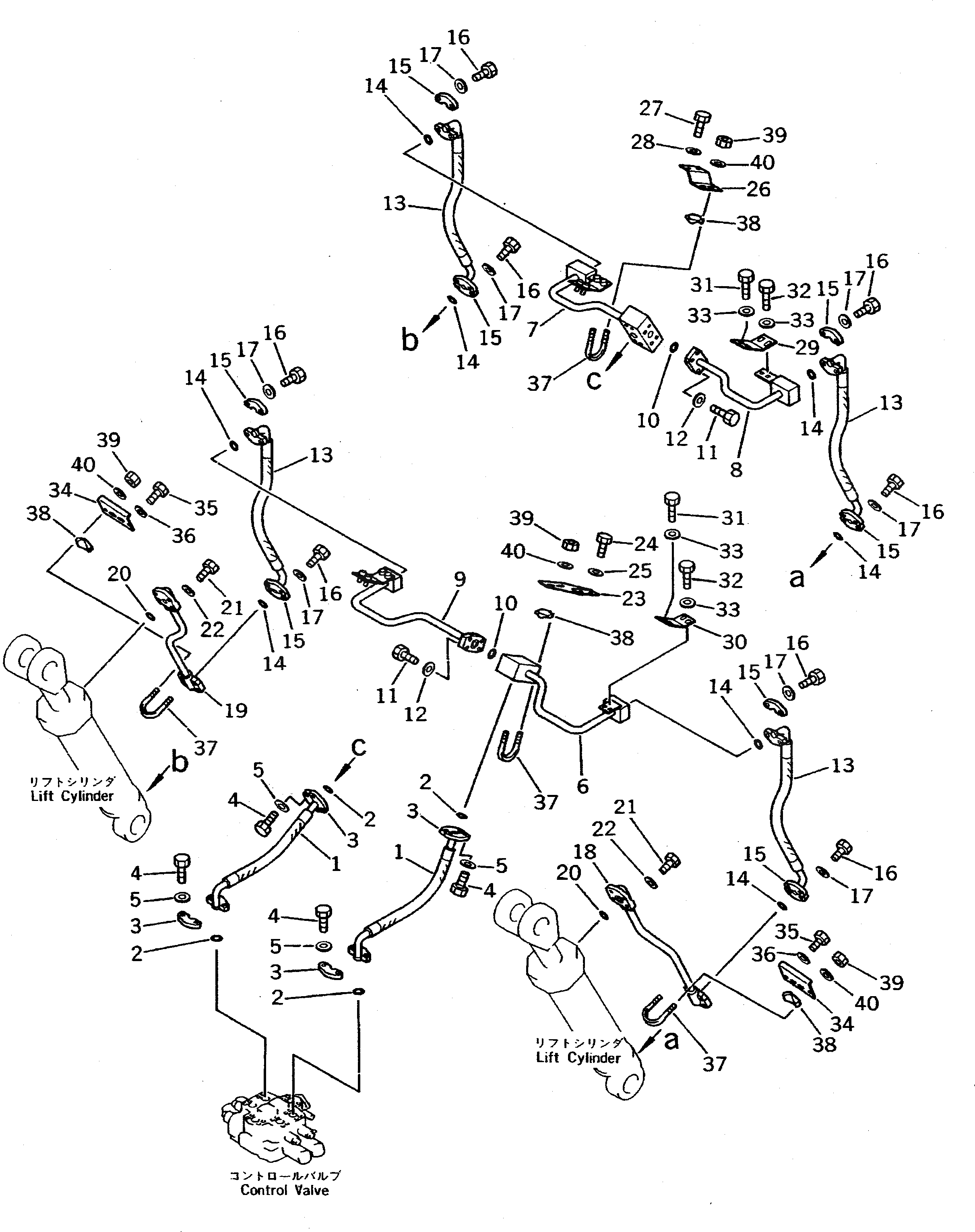 Схема запчастей Komatsu WA600-1H - ГИДРОЛИНИЯ (ЛИНИЯ ГИДРОЦИЛИНДРА ПОДЪЕМА) УПРАВЛ-Е РАБОЧИМ ОБОРУДОВАНИЕМ