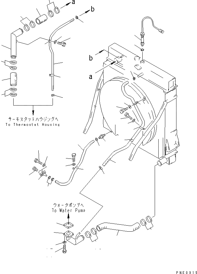 Схема запчастей Komatsu WA600-1 - РАДИАТОР И ТРУБЫ КОМПОНЕНТЫ ДВИГАТЕЛЯ И ЭЛЕКТРИКА