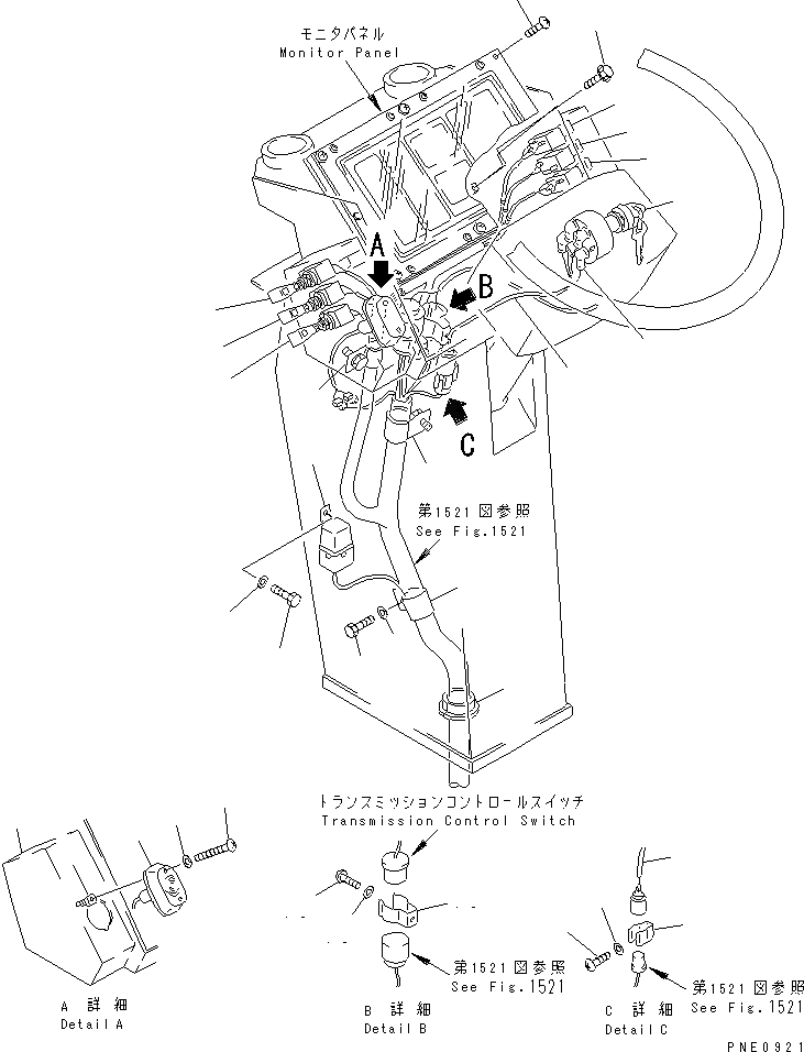Схема запчастей Komatsu WA600-1 - ПАНЕЛЬ ПРИБОРОВ (ТУННЕЛЬН. СПЕЦ-Я.)(№8-) КОМПОНЕНТЫ ДВИГАТЕЛЯ И ЭЛЕКТРИКА