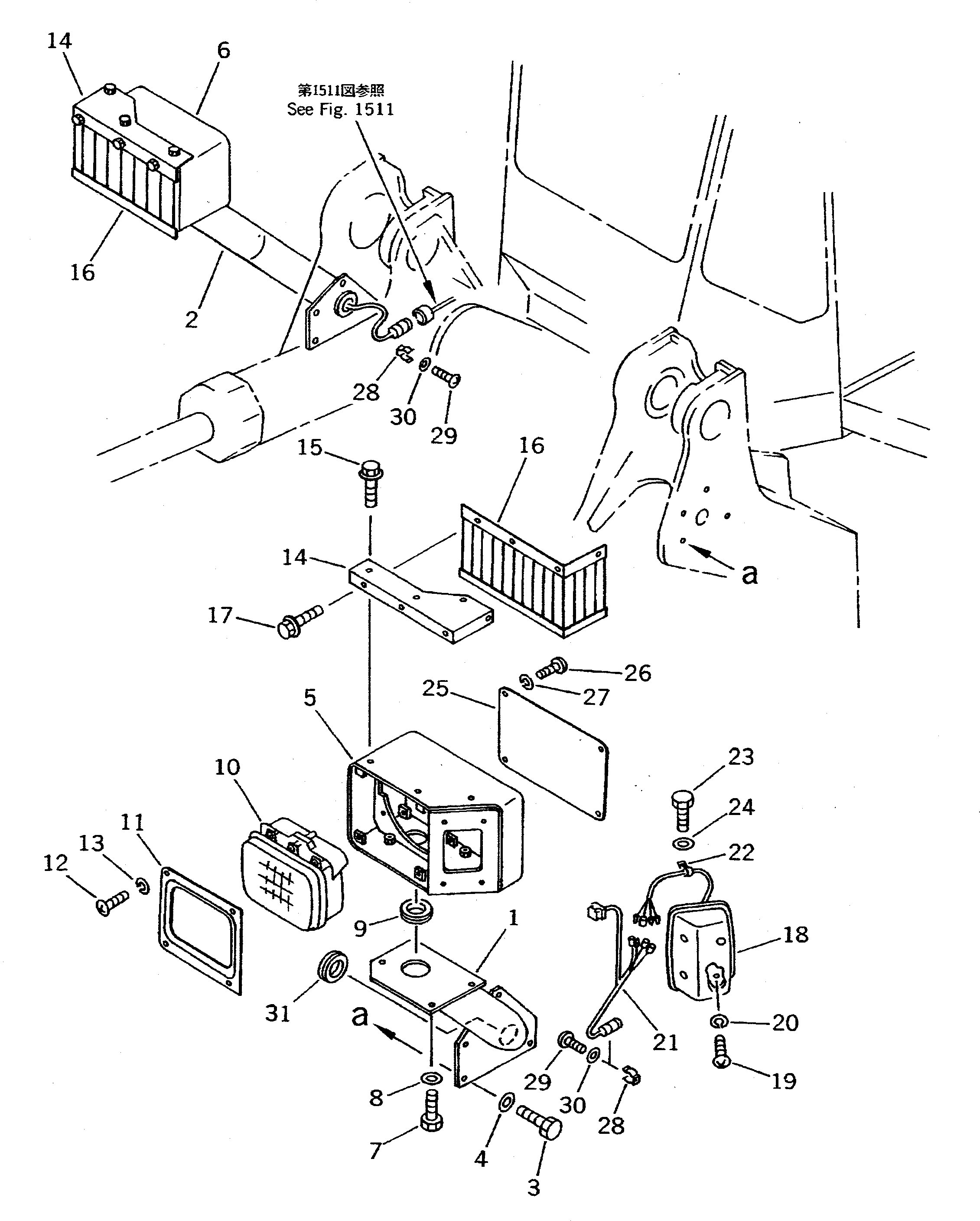 Схема запчастей Komatsu WA600-1 - ЭЛЕКТРИКА (ПЕРЕДН. ОСВЕЩЕНИЕ) (ТУННЕЛЬН. СПЕЦ-Я.)(№8-) КОМПОНЕНТЫ ДВИГАТЕЛЯ И ЭЛЕКТРИКА