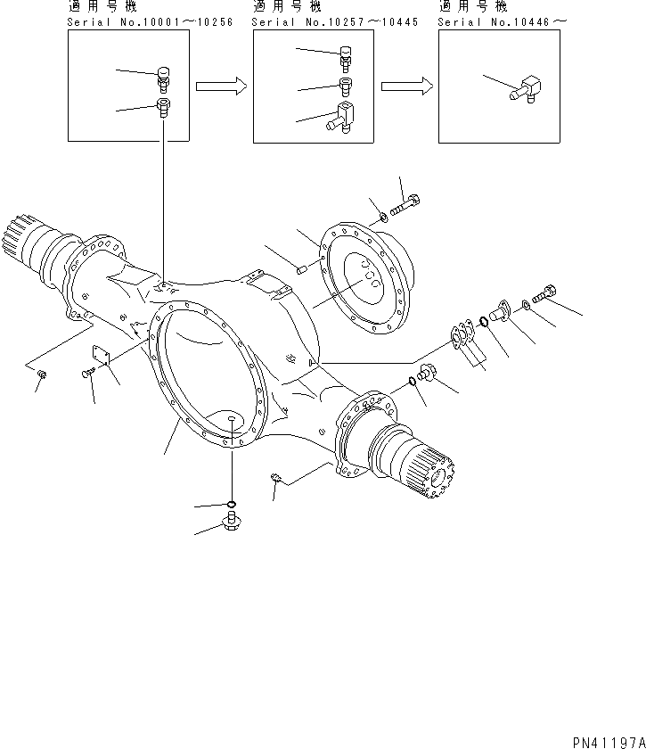 Схема запчастей Komatsu WA600-1 - КОРПУС ЗАДНЕГО МОСТА ВЕДУЩ. ВАЛ¤ ДИФФЕРЕНЦ. И КОЛЕСА