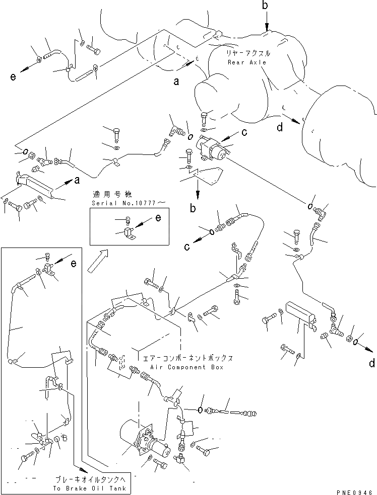 Схема запчастей Komatsu WA600-1 - ТОРМОЗ. МАСЛОПРОВОДЯЩАЯ ЛИНИЯ (КАМЕРА - ЗАДНИЕ ТОРМОЗА)(№-) ВЕДУЩ. ВАЛ¤ ДИФФЕРЕНЦ. И КОЛЕСА