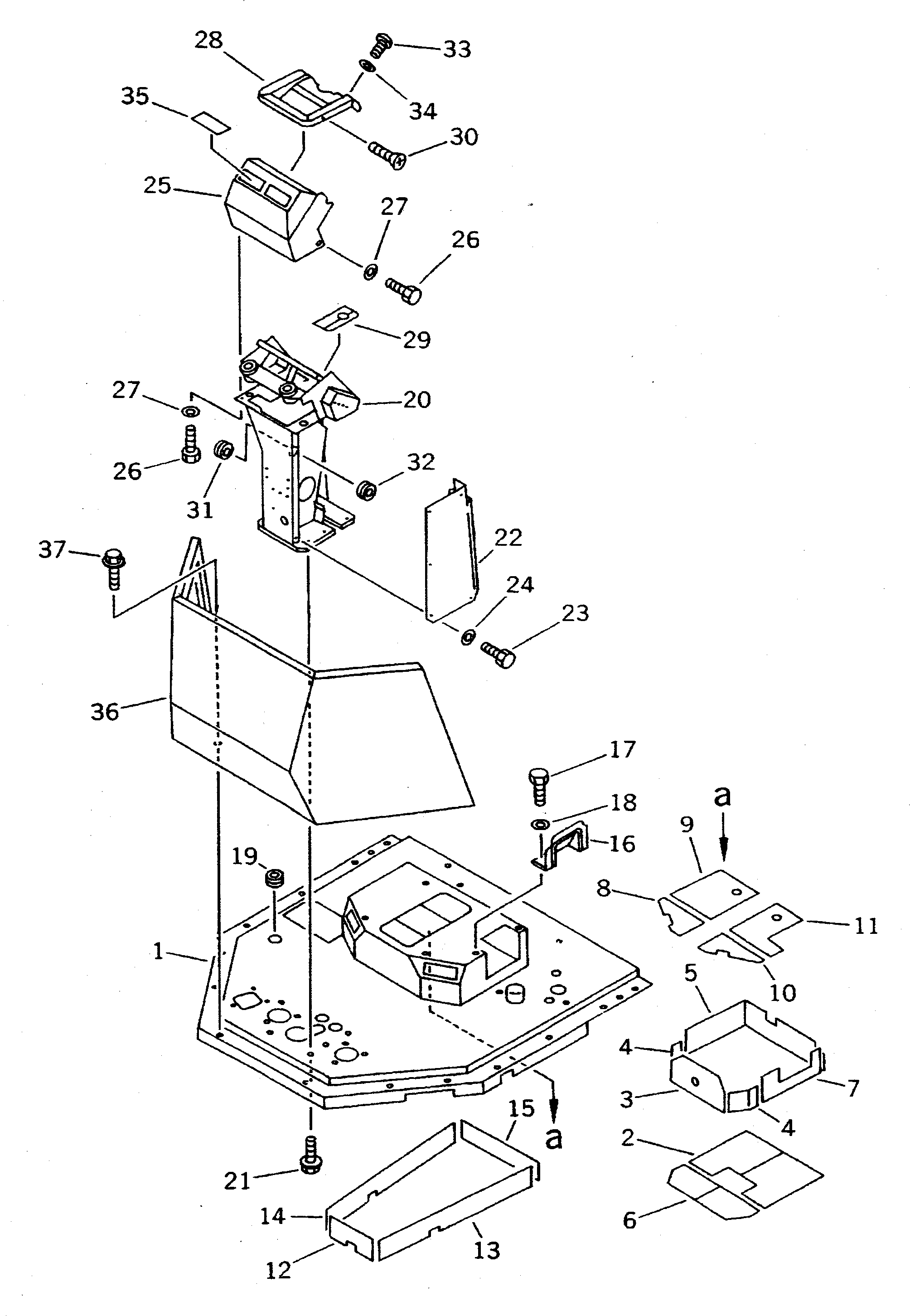 Схема запчастей Komatsu WA600-1 - ОСНОВН. КОНСТРУКЦИЯ И ПРИБОРНАЯ ПАНЕЛЬ (БЕЗ КАБИНЫ) (ТУННЕЛЬН. СПЕЦ-Я.)(№8-) РАМА И ЧАСТИ КОРПУСА