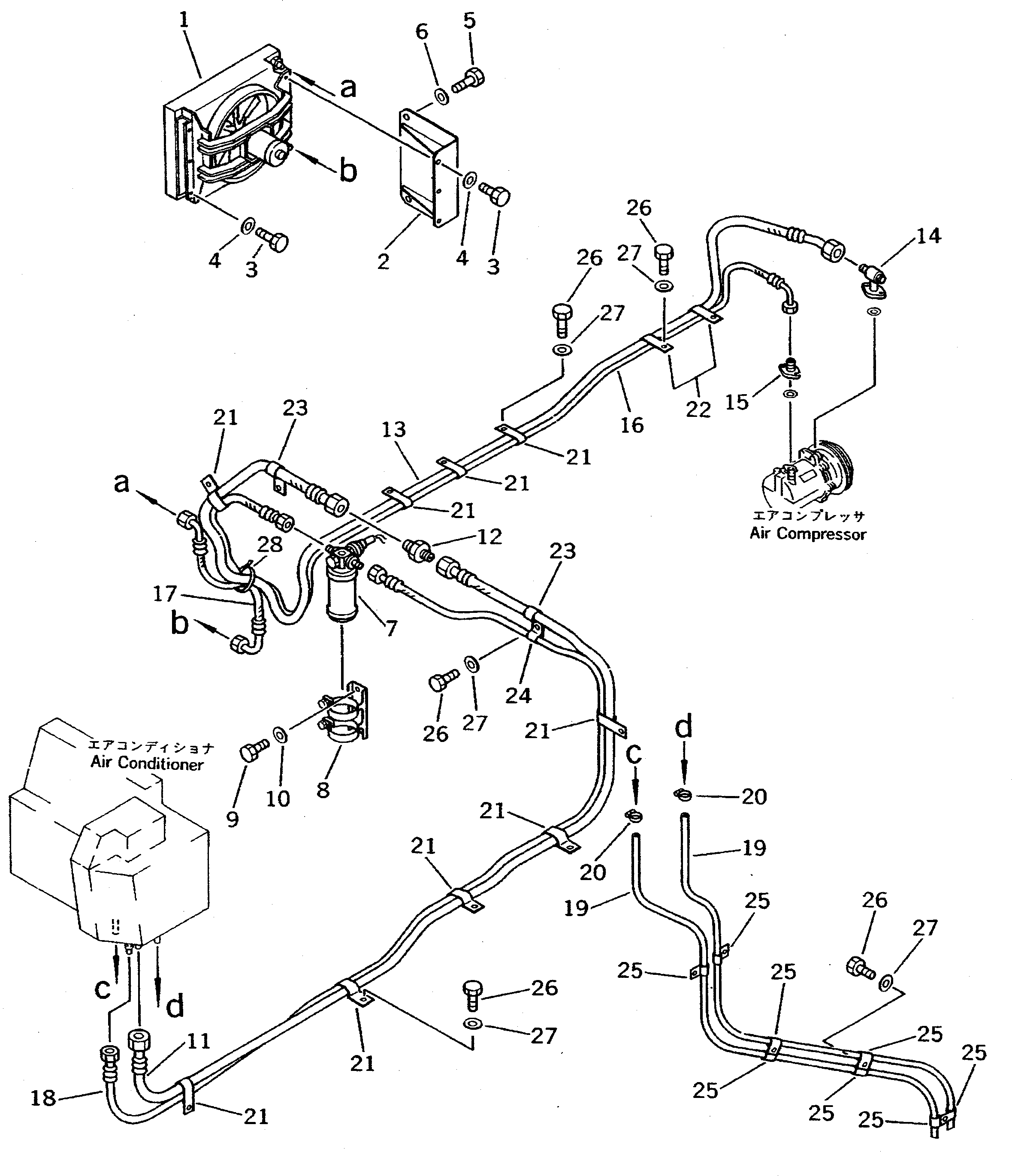 Схема запчастей Komatsu WA600-1 - КОНДИЦ. ВОЗДУХА (DAIKIN) (/)(№-) РАМА И ЧАСТИ КОРПУСА