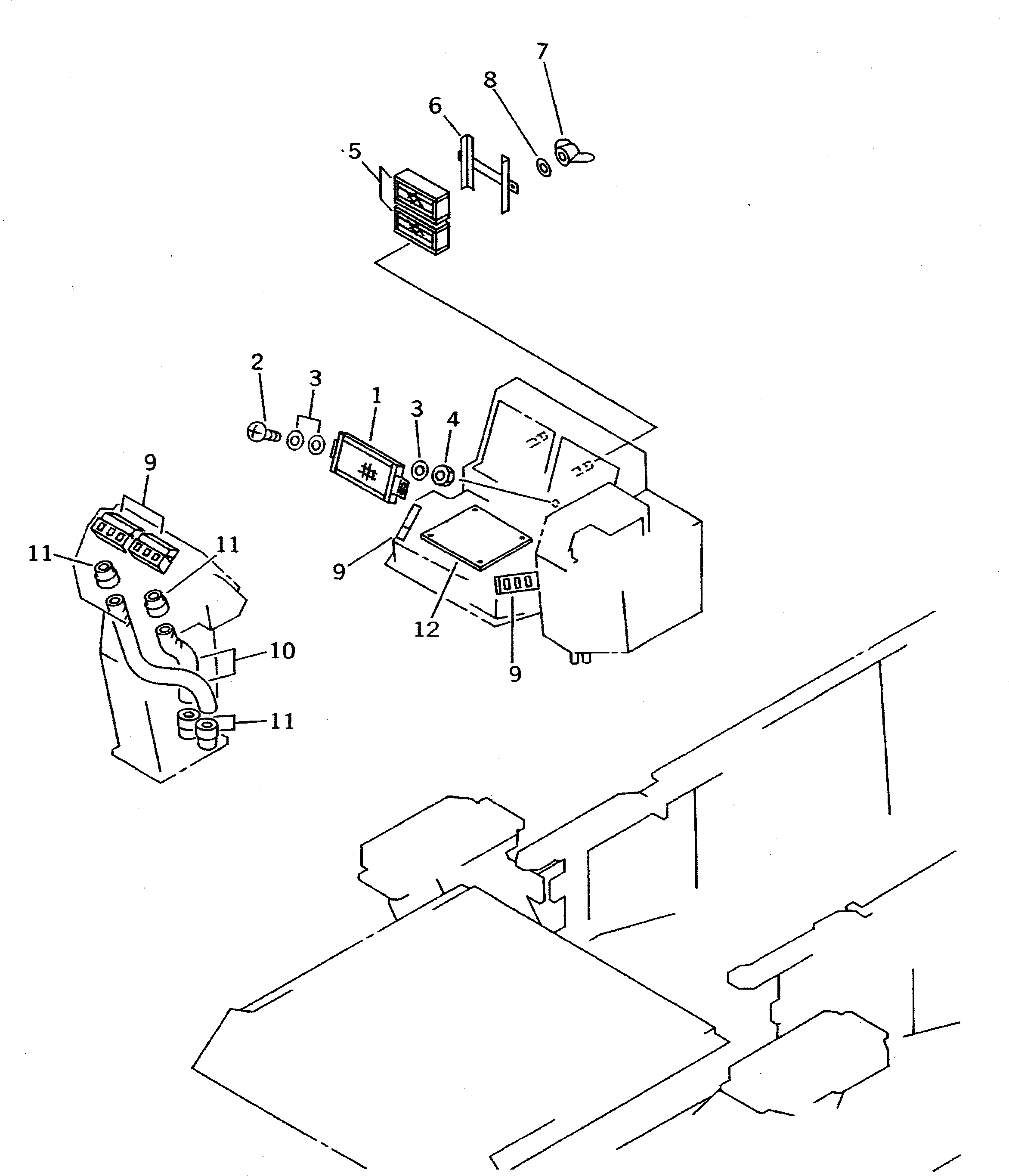 Схема запчастей Komatsu WA600-1 - КОНДИЦ. ВОЗДУХА (DENSO) (/)(№-) РАМА И ЧАСТИ КОРПУСА