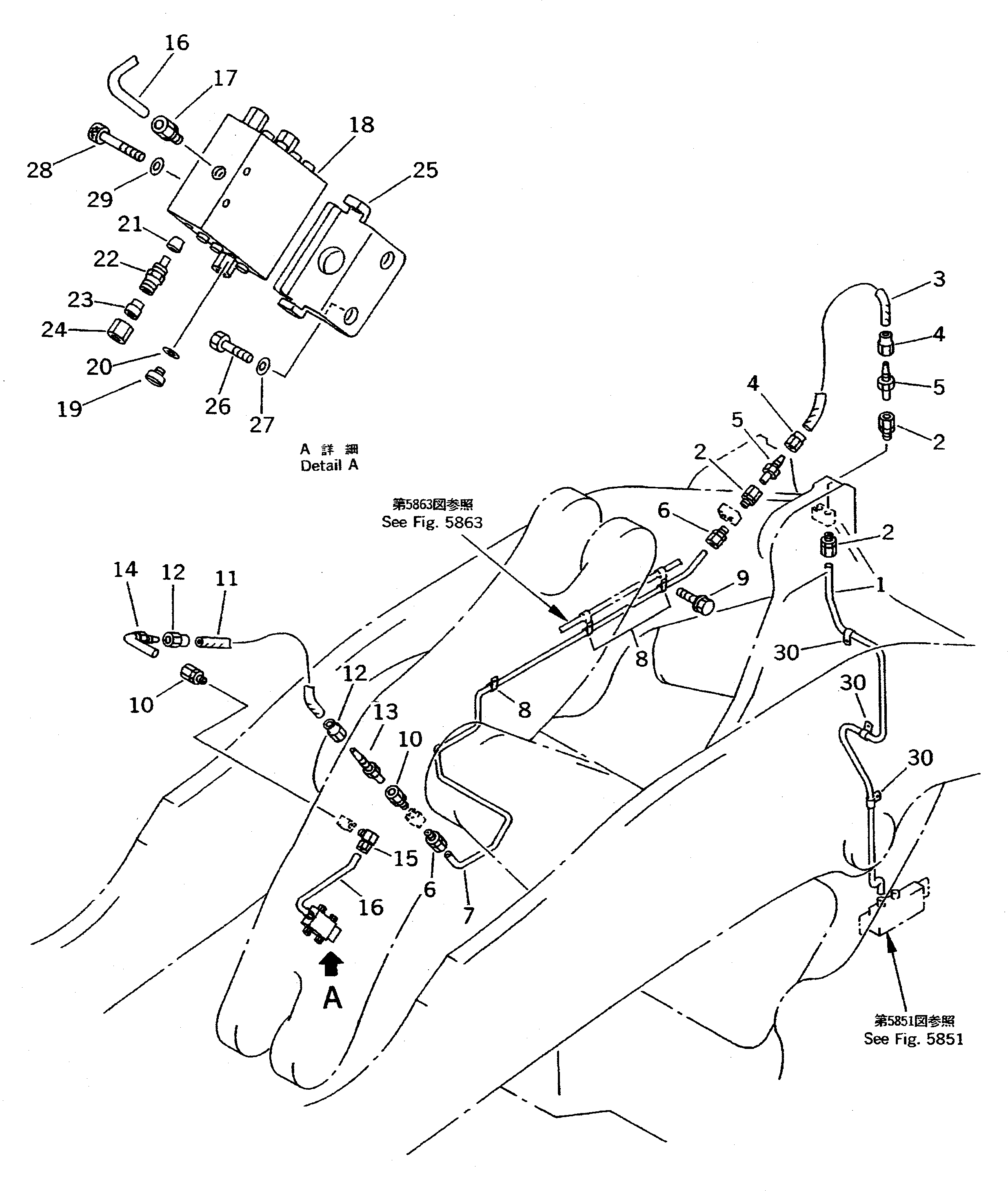 Схема запчастей Komatsu WA600-1 - АВТОМАТИЧ. СМАЗ. СИСТЕМА (СОЕДИНЕНИЕ КОВША¤ КОЛЕНЧАТЫЙ РЫЧАГ И ГИДРОЦИЛИНДР КОВША   HEAD) (/)(№8-) РАМА И ЧАСТИ КОРПУСА