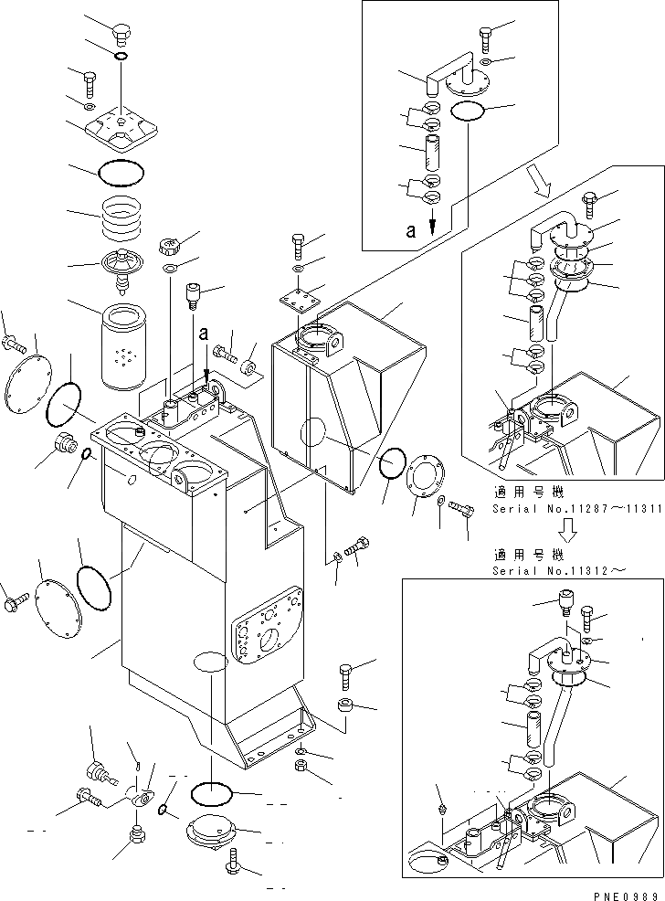 Схема запчастей Komatsu WA600-1 - ГИДР. БАК.(№-) УПРАВЛ-Е РАБОЧИМ ОБОРУДОВАНИЕМ