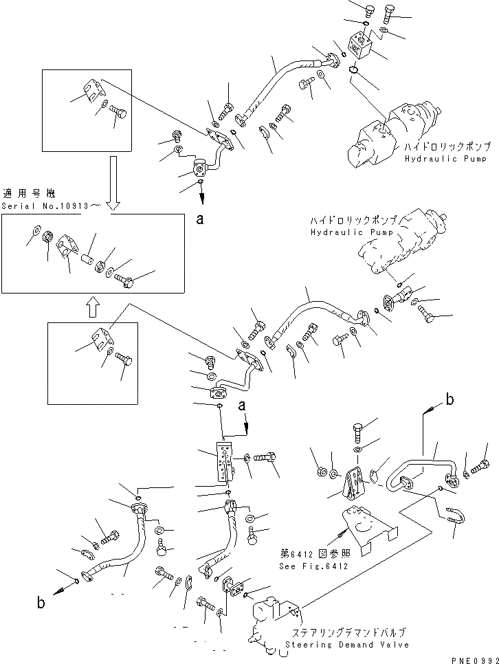 Схема запчастей Komatsu WA600-1 - ГИДРОЛИНИЯ (ЛИНИЯ ПОДАЧИ) (/)(№-9) УПРАВЛ-Е РАБОЧИМ ОБОРУДОВАНИЕМ