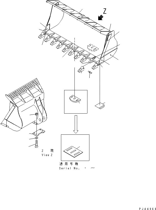 Схема запчастей Komatsu WA600-1 - EXCAVATING КОВШ¤ .M¤ С CHIP TOOTH РАБОЧЕЕ ОБОРУДОВАНИЕ