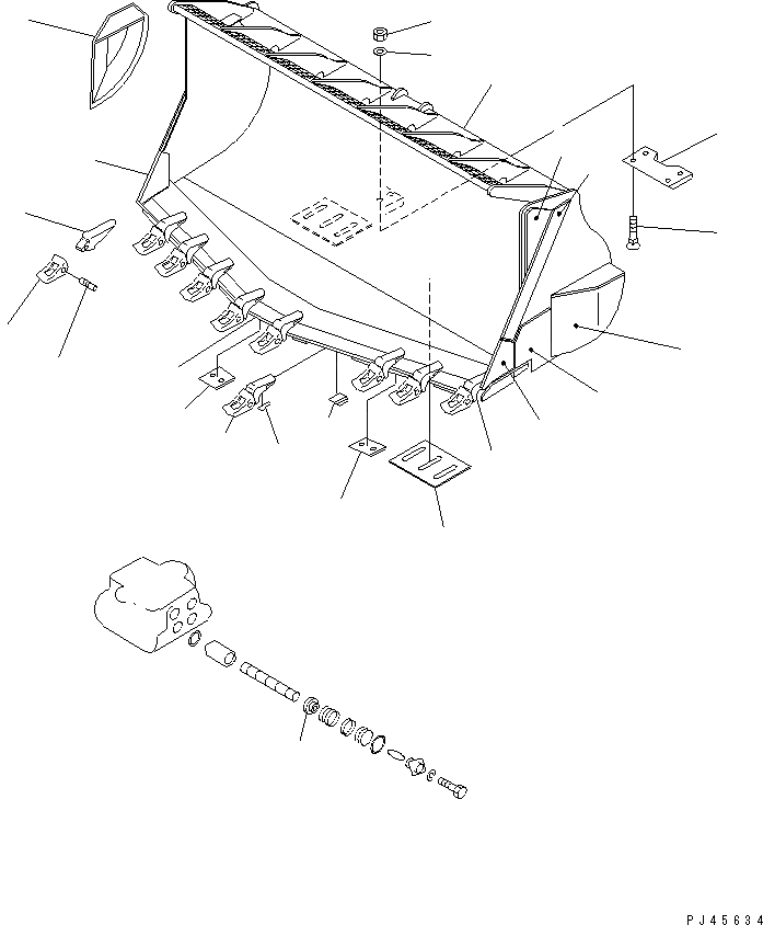 Схема запчастей Komatsu WA600-1 - КОВШ¤ 7.M (ДЛЯ ПОГРУЗ. И CARRY)(№8-) РАБОЧЕЕ ОБОРУДОВАНИЕ