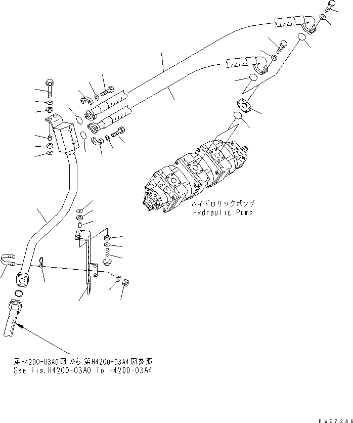 Схема запчастей Komatsu WA600-3 - ГИДРАВЛ ЛИНИЯ (ЛИНИЯ ПОДАЧИ¤ ДЛЯ УПРАВЛЯЮЩ. КЛАПАН¤ /)(№-) ГИДРАВЛИКА