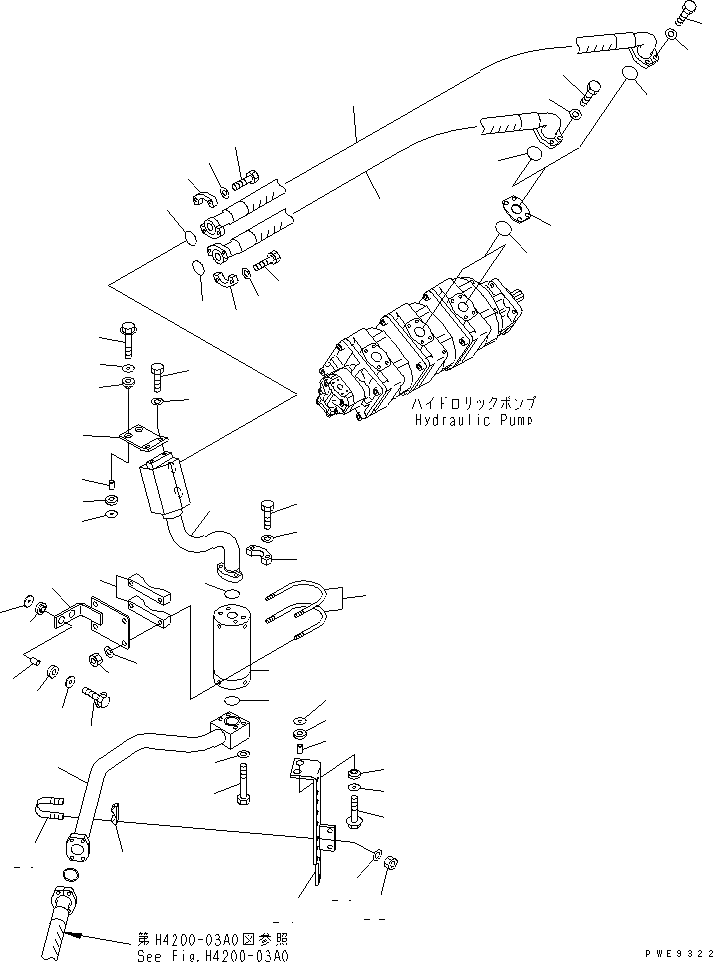 Схема запчастей Komatsu WA600-3 - ГИДРАВЛ ЛИНИЯ (ЛИНИЯ ПОДАЧИ¤ ДЛЯ УПРАВЛЯЮЩ. КЛАПАН¤ /) (С ПРОХОДНЫМ ФИЛЬТРОМ) ГИДРАВЛИКА