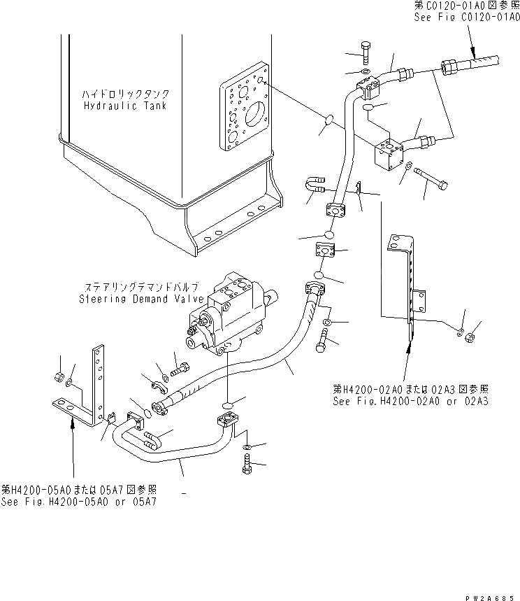 Схема запчастей Komatsu WA600-3 - ГИДРАВЛ ЛИНИЯ (ЛИНИЯ ОХЛАЖДЕНИЯ ДЛЯ РУЛЕВ. УПРАВЛЕНИЕ ЗАПРАШИВАЮЩ. КЛАПАН) ГИДРАВЛИКА