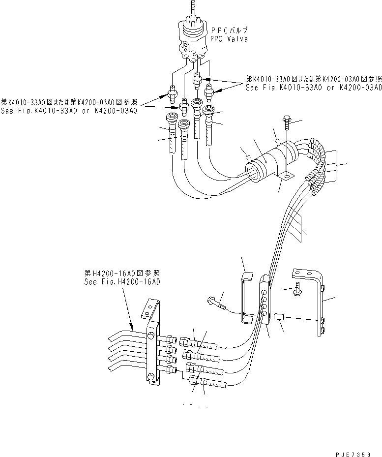 Схема запчастей Komatsu WA600-3 - ГИДРАВЛ ЛИНИЯ (P.P.C. КЛАПАН - УПРАВЛЯЮЩ. КЛАПАН¤ /) ГИДРАВЛИКА
