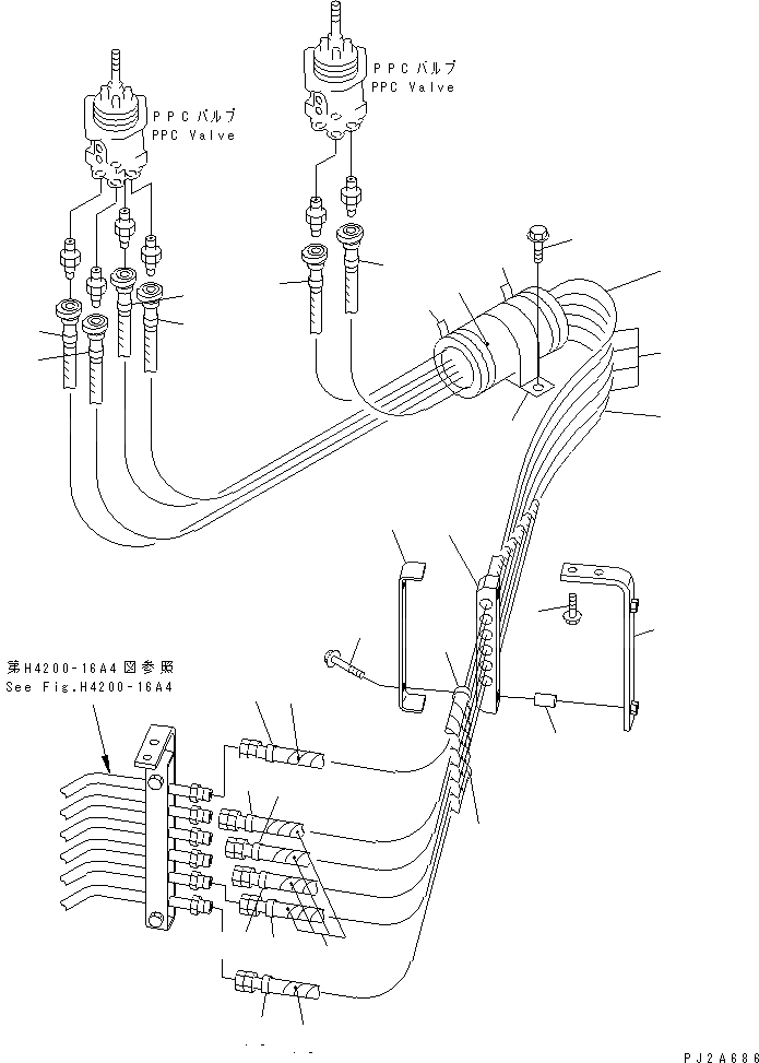 Схема запчастей Komatsu WA600-3 - ГИДРАВЛ ЛИНИЯ (P.P.C. КЛАПАН - УПРАВЛЯЮЩ. КЛАПАН¤ /) (С 3-Х СЕКЦИОНН. КЛАПАН) ГИДРАВЛИКА