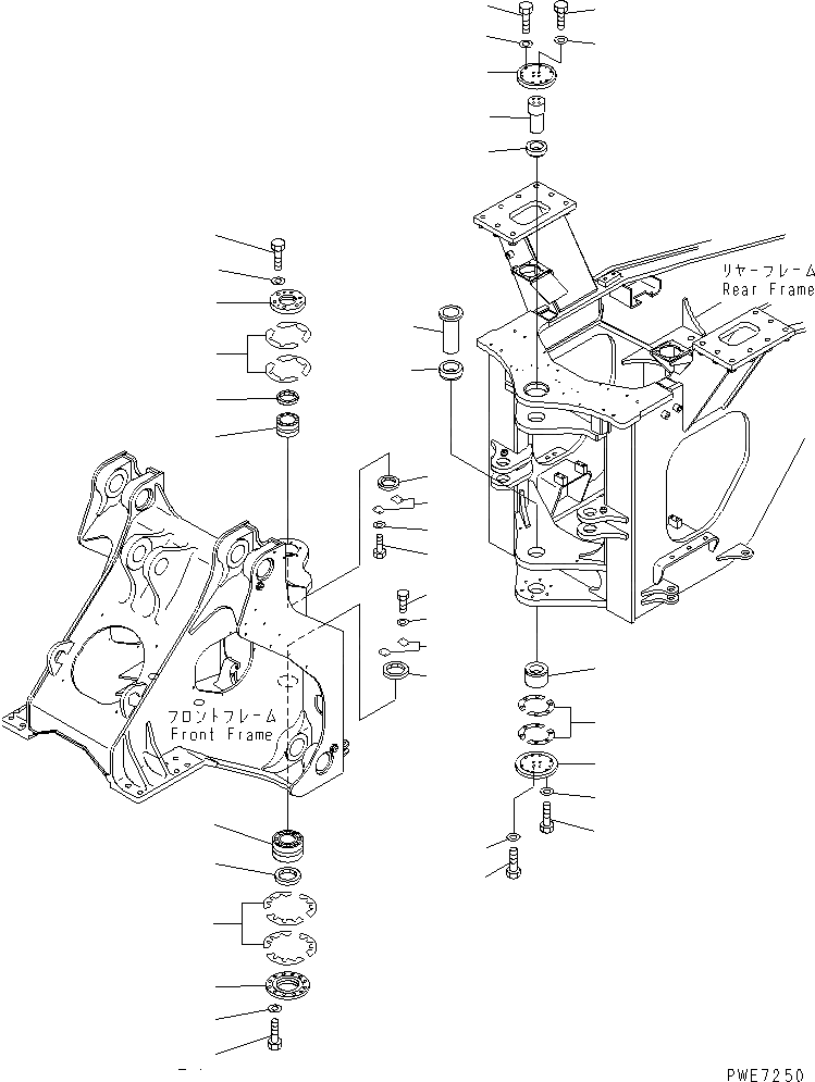 Схема запчастей Komatsu WA600-3 - ПАЛЕЦ(ДЛЯ ПЕРЕДН. И ЗАДН. РАМА СОЕДИНЕНИЕ) ОСНОВНАЯ РАМА И ЕЕ ЧАСТИ