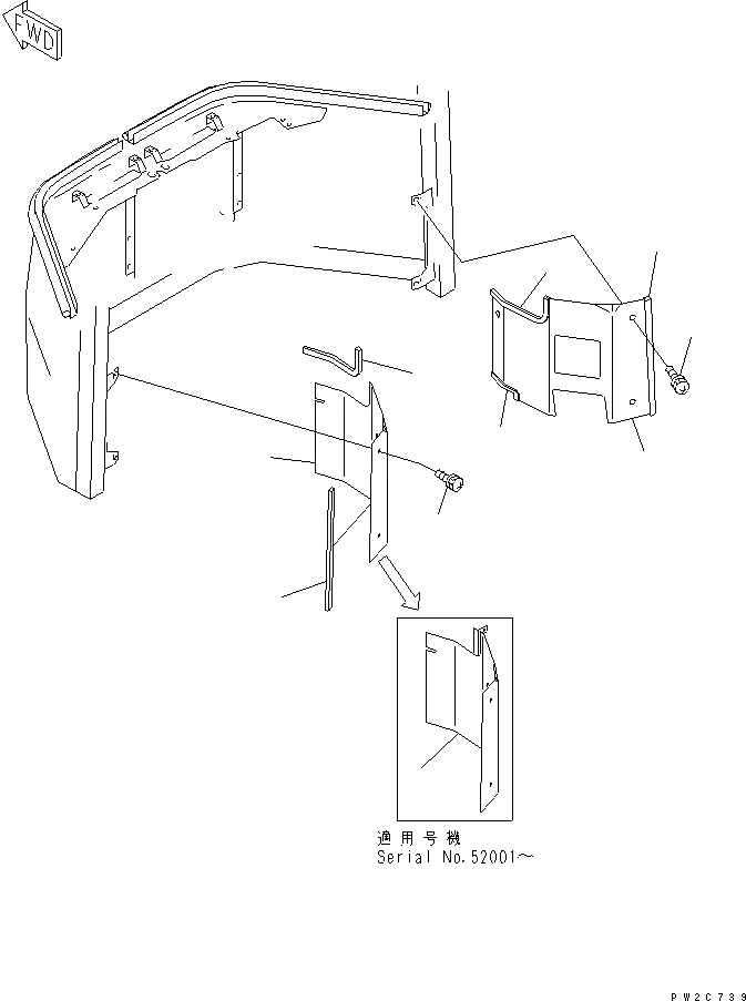 Схема запчастей Komatsu WA600-3 - КАБИНА (ПЕРЕДН. ИНТЕРЬЕР COVER¤ НИЖН.) КАБИНА ОПЕРАТОРА И СИСТЕМА УПРАВЛЕНИЯ