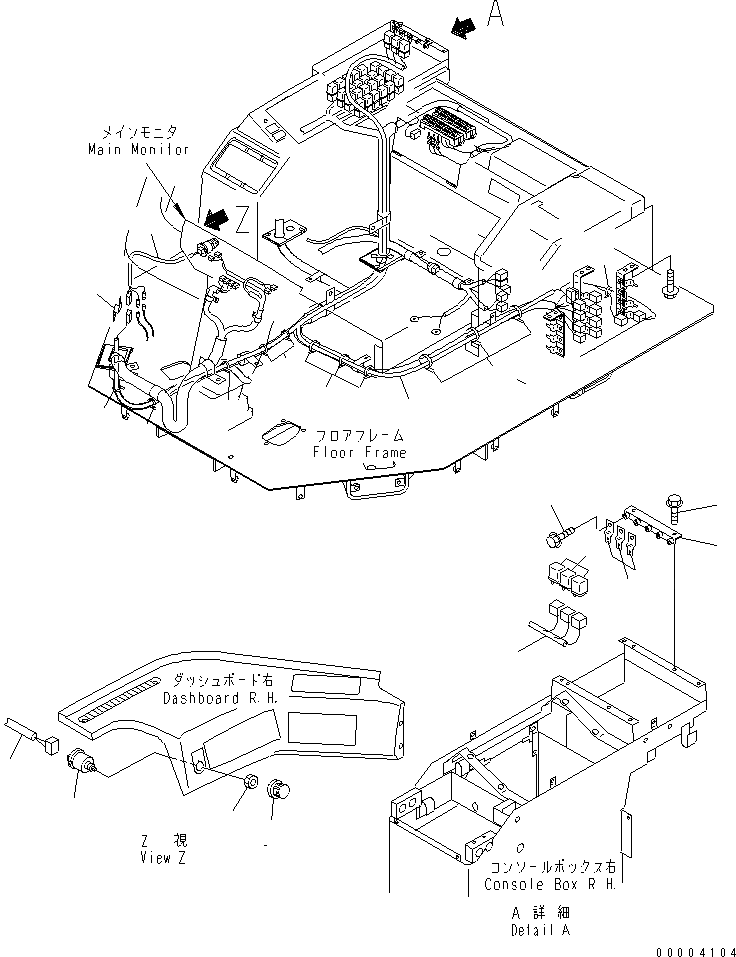 Схема запчастей Komatsu WA600-3 - ПОЛ SUB (ДОПОЛН. Э/ПРОВОДКА)(№-) КАБИНА ОПЕРАТОРА И СИСТЕМА УПРАВЛЕНИЯ