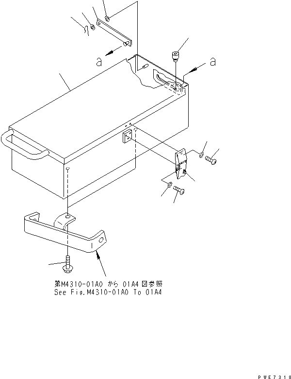 Схема запчастей Komatsu WA600-3 - ЛЕСТНИЦА (ЯЩИК Д/ИНСТРУМЕНТА) ЧАСТИ КОРПУСА