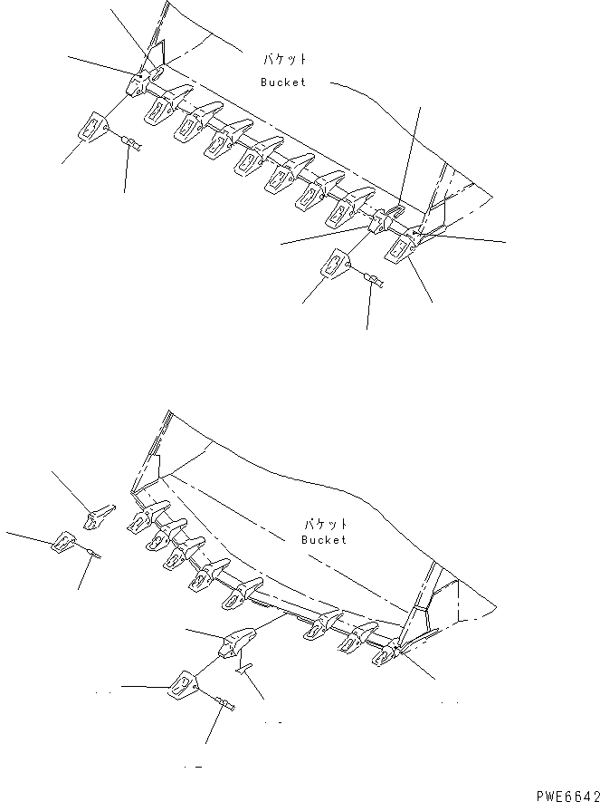 Схема запчастей Komatsu WA600-3 - ЗУБЬЯ(ГОРИЗОНТАЛЬН. ПАЛЕЦ¤ АДАПТЕР WELDED TOOTH) КАТАЛОГИ ЗЧ
