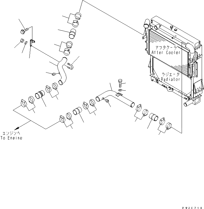 Схема запчастей Komatsu WA600-3D - РАДИАТОР (ВОЗД. CINDITIONER ТРУБЫ)(№-) СИСТЕМА ОХЛАЖДЕНИЯ