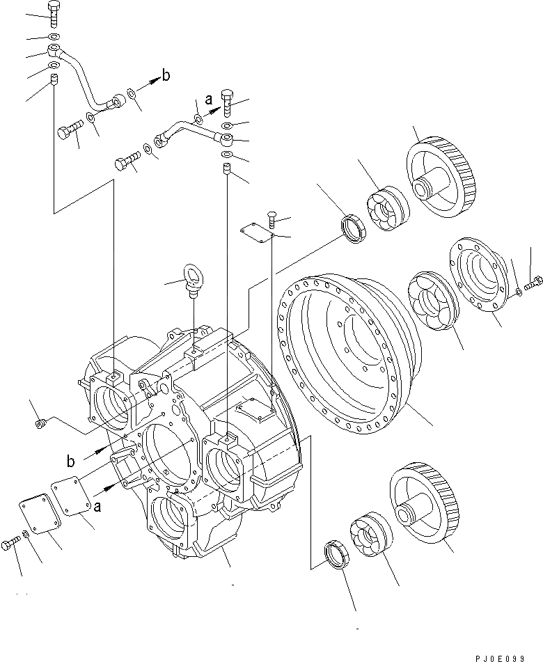 Схема запчастей Komatsu WA600-3D - КОРПУС ГИДРОТРАНСФОРМАТОРА(№-) ГИДРОТРАНСФОРМАТОР И ТРАНСМИССИЯ