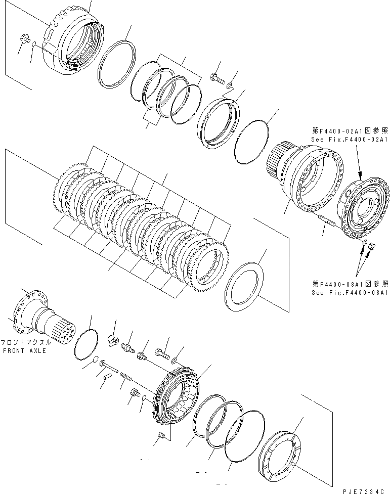Схема запчастей Komatsu WA600-3D - ПЕРЕДНИЙ МОСТ (КОЛЕСН. ТОРМОЗ) (САМОБЛОКИР. ДИФФЕРЕНЦ.)(№-8) ГИДРОТРАНСФОРМАТОР И ТРАНСМИССИЯ