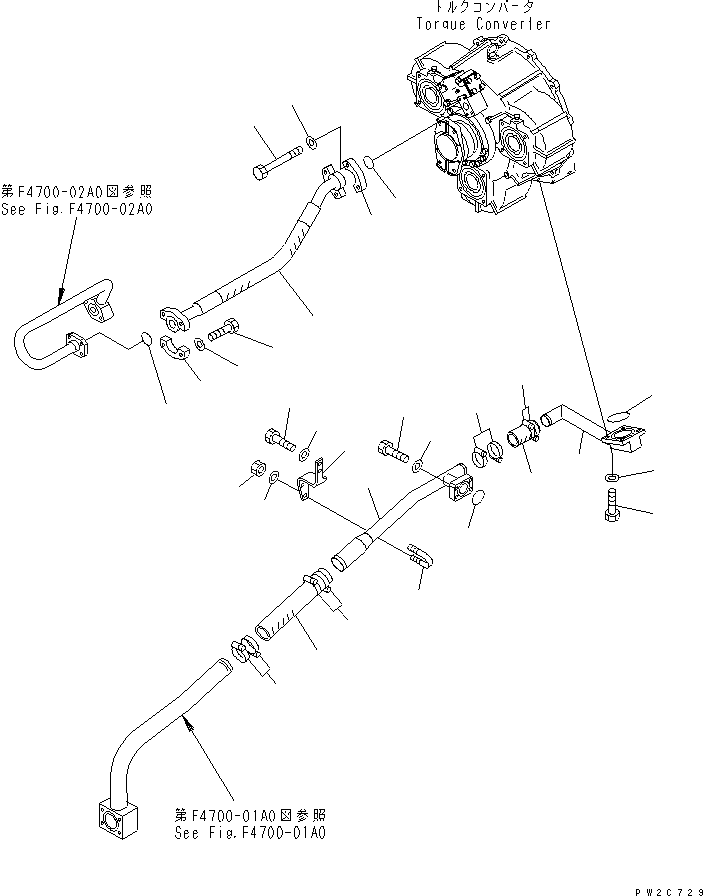 Схема запчастей Komatsu WA600-3D - ГИДРОТРАНСФОРМАТОР И ТРАНСМИССИЯ ЛИНИЯ (ГИДРОТРАНСФОРМАТОР ТРУБЫ¤ /)(№-) ГИДРОТРАНСФОРМАТОР И ТРАНСМИССИЯ