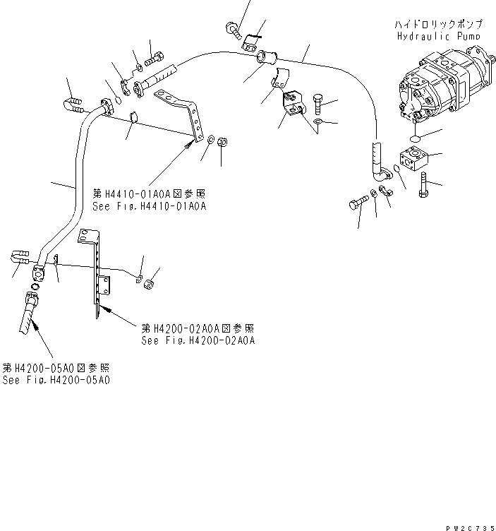 Схема запчастей Komatsu WA600-3D - ГИДРАВЛ ЛИНИЯ (ЛИНИЯ ПОДАЧИ¤ ДЛЯ РУЛЕВ. УПРАВЛЕНИЕ ЗАПРАШИВАЮЩ. КЛАПАН¤ /)(№-) ГИДРАВЛИКА