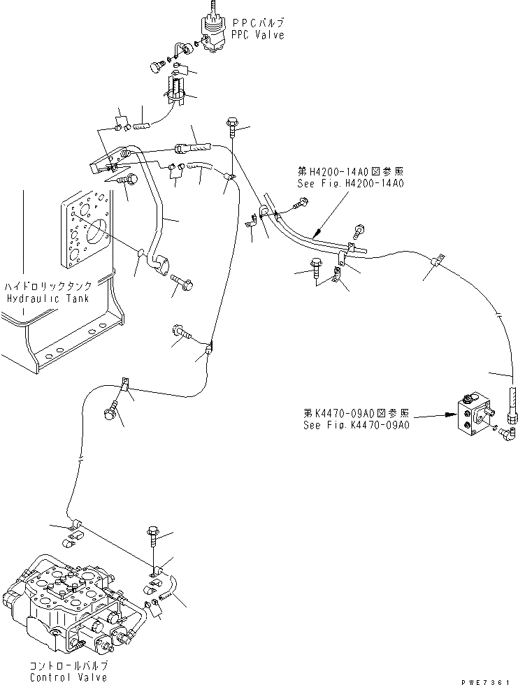Схема запчастей Komatsu WA600-3D - ГИДРАВЛ ЛИНИЯ (P.P.C. КЛАПАН И ЗАГРУЗОЧН. КЛАПАН ВОЗВРАТН. ЛИНИЯ) ГИДРАВЛИКА