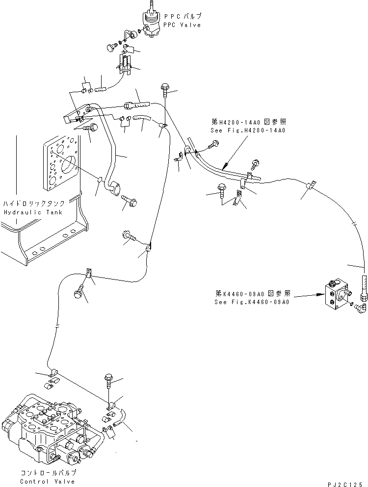Схема запчастей Komatsu WA600-3D - ГИДРАВЛ ЛИНИЯ (P.P.C. КЛАПАН И ЗАГРУЗОЧН. КЛАПАН ВОЗВРАТН. ЛИНИЯ) (С FOLНИЗ. UP РУЛЕВ. УПРАВЛЕНИЕ) ГИДРАВЛИКА