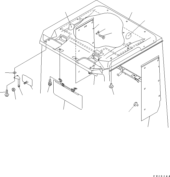 Схема запчастей Komatsu WA600-3D - КАБИНА (ВЕРХН. ЧАСТИ ИНТЕРЬЕРА И КРЫША ПОДУШКА)(№-) КАБИНА ОПЕРАТОРА И СИСТЕМА УПРАВЛЕНИЯ