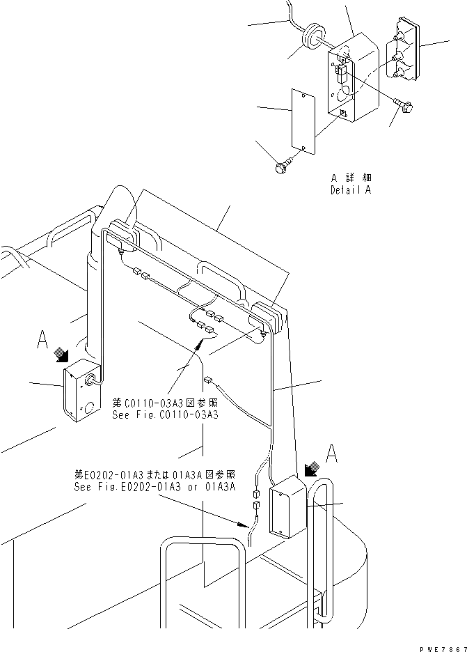 Схема запчастей Komatsu WA600-3D - КАПОТ (ЗАДН. РАБОЧ. ОСВЕЩЕНИЕ¤ ЗАДН. ФОНАРИ И Э/ПРОВОДКА)(№-) ЧАСТИ КОРПУСА