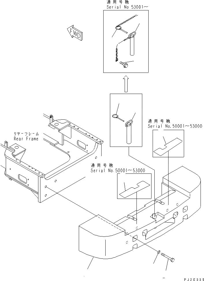 Схема запчастей Komatsu WA600-3D - ПРОТИВОВЕС (ДЛЯ КОРОТК. РУКОЯТЬ) ЧАСТИ КОРПУСА