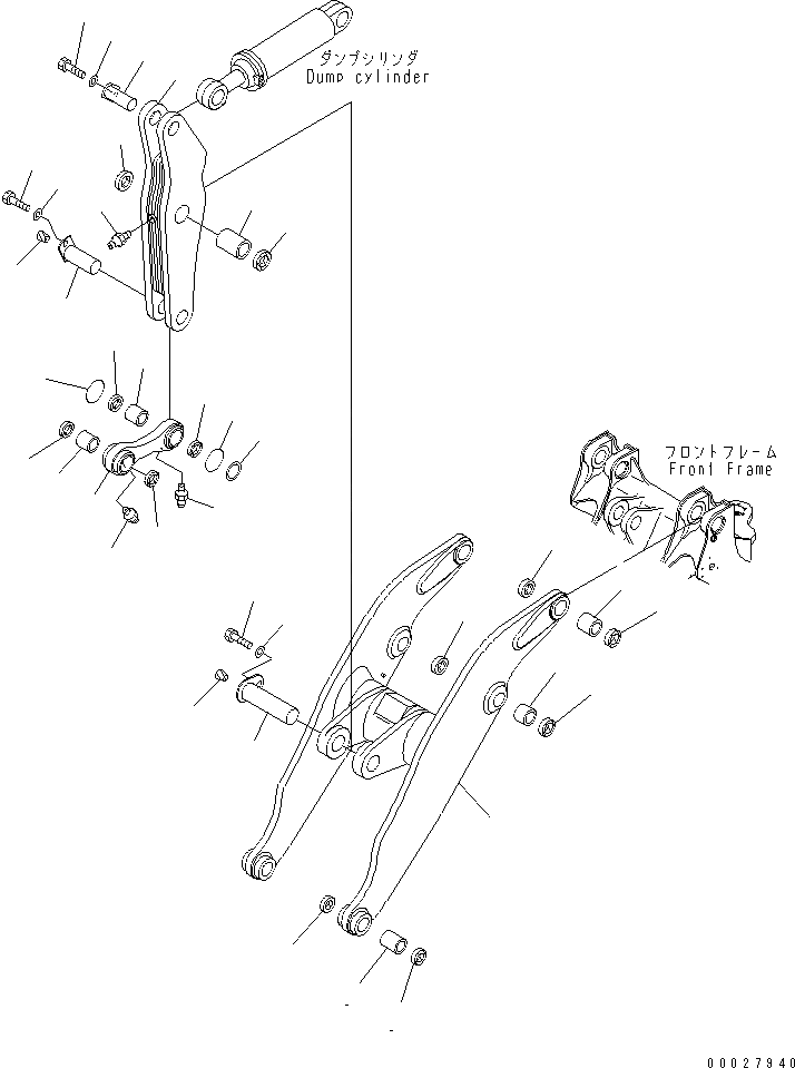 Схема запчастей Komatsu WA600-3D - РУКОЯТЬ И КОЛЕНЧАТЫЙ РЫЧАГ (ДЛЯ КОРОТК. РУКОЯТЬ)(№9-) РАБОЧЕЕ ОБОРУДОВАНИЕ