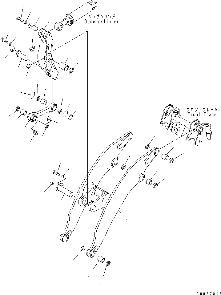 Схема запчастей Komatsu WA600-3D - РУКОЯТЬ И КОЛЕНЧАТЫЙ РЫЧАГ (ДЛЯ ВЫСОК. ПОДЪЕМА)(№9-) РАБОЧЕЕ ОБОРУДОВАНИЕ
