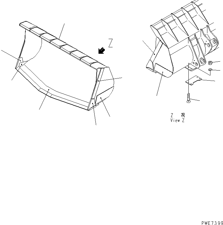 Схема запчастей Komatsu WA600-3D - V-ОБРАЗН КОВШ¤ .M РАБОЧЕЕ ОБОРУДОВАНИЕ