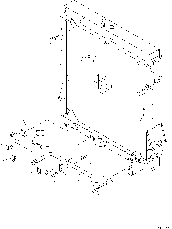 Схема запчастей Komatsu WA600-3 - РАДИАТОР (НИЖН. БАК ТРУБКА И ЭЛЕМЕНТЫ КРЕПЛЕНИЯ) (СПЕЦ-Я -40С)(№-) СИСТЕМА ОХЛАЖДЕНИЯ