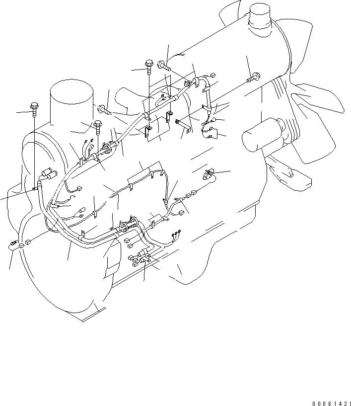 Схема запчастей Komatsu WA600-3 - ЗАДН. Э/ПРОВОДКА (ЛИНИЯ ДВИГАТЕЛЯ) (ДЛЯ ДОПОЛН. ТОПЛИВН. ФИЛЬТР.)(№-) ЭЛЕКТРИКА