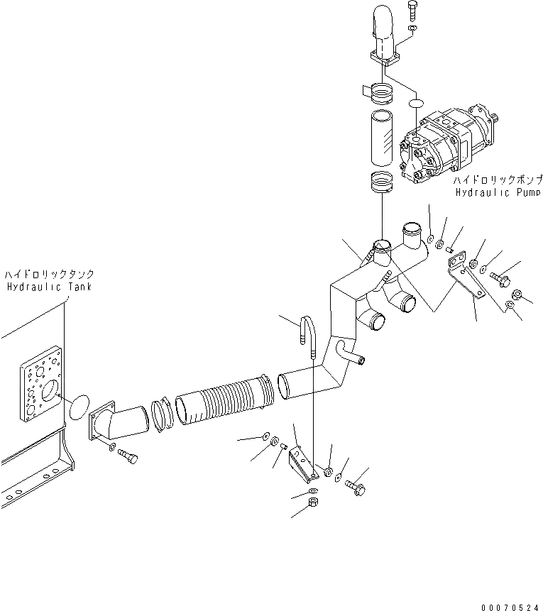 Схема запчастей Komatsu WA600-3 - ГИДРАВЛ ЛИНИЯ (ВСАСЫВАЮЩАЯ ЛИНИЯЭЛЕМЕНТЫ КРЕПЛЕНИЯ)(№-) ГИДРАВЛИКА