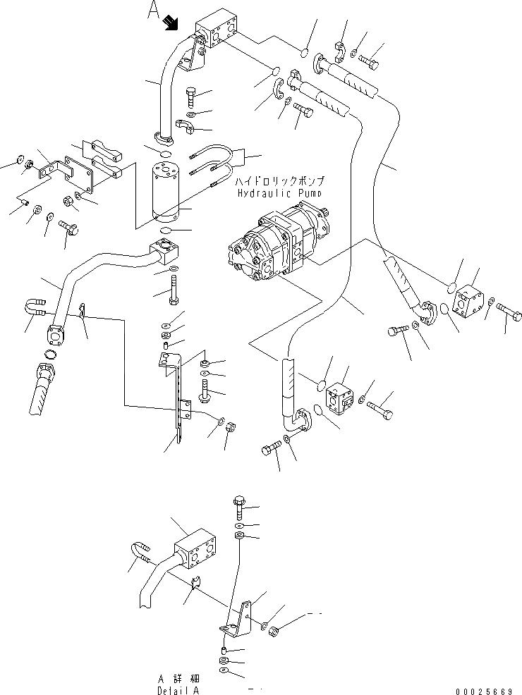 Схема запчастей Komatsu WA600-3 - ГИДРАВЛ ЛИНИЯ (ЛИНИЯ ПОДАЧИ¤ ДЛЯ УПРАВЛЯЮЩ. КЛАПАН¤ /) (С ВСАСЫВ. ВЕНТИЛЯТОРОМ)(№-) ГИДРАВЛИКА