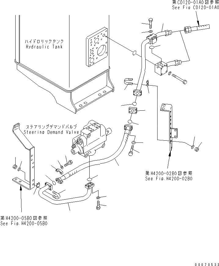 Схема запчастей Komatsu WA600-3 - ГИДРАВЛ ЛИНИЯ (ЛИНИЯ ОХЛАЖДЕНИЯ ДЛЯ РУЛЕВ. УПРАВЛЕНИЕ ЗАПРАШИВАЮЩ. КЛАПАН) (СПЕЦ-Я -40С)(№-) ГИДРАВЛИКА
