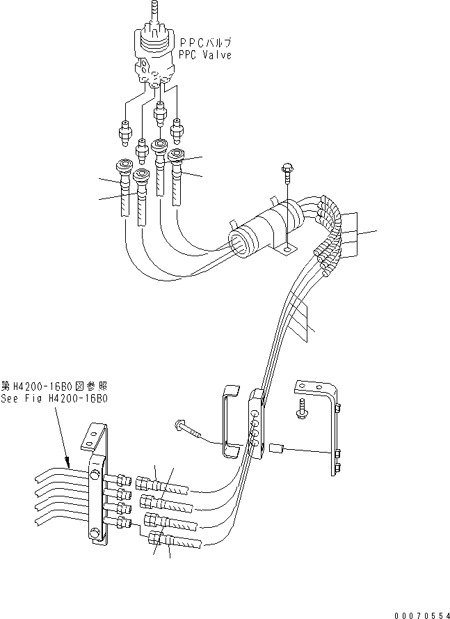 Схема запчастей Komatsu WA600-3 - ГИДРАВЛ ЛИНИЯ (P.P.C. КЛАПАН - УПРАВЛЯЮЩ. КЛАПАН)(№-) ГИДРАВЛИКА