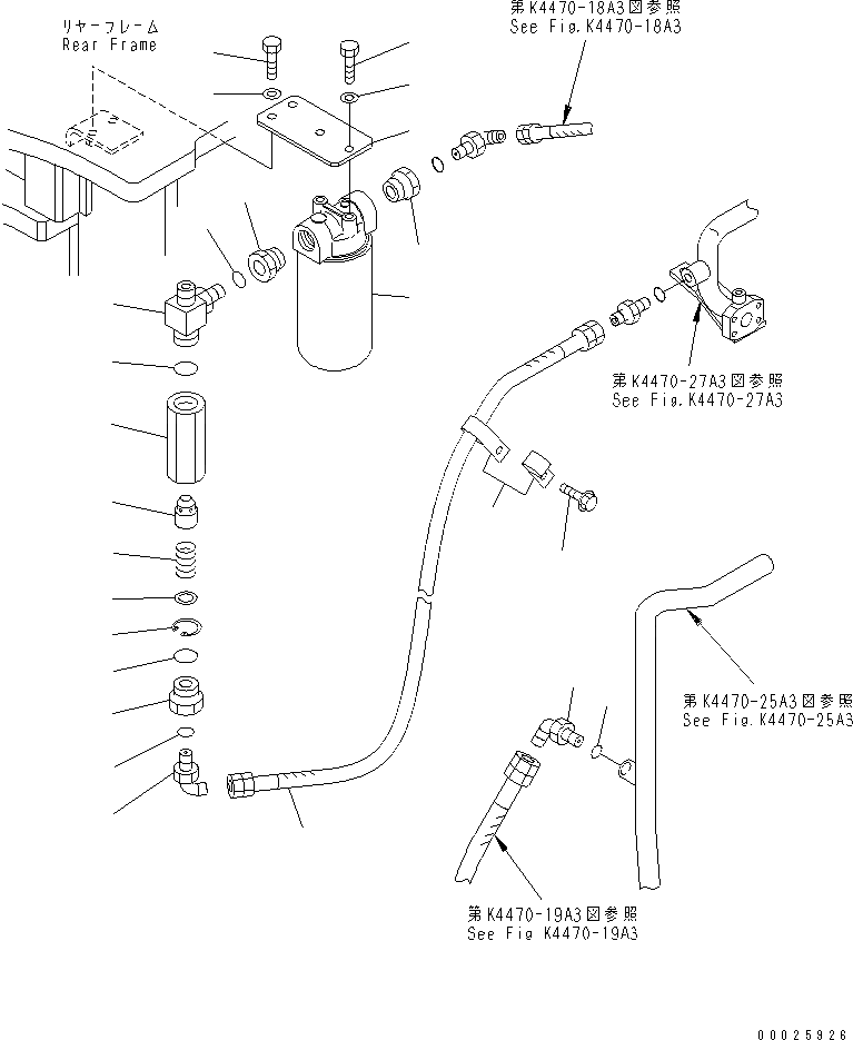 Схема запчастей Komatsu WA600-3 - ТОРМОЗ. ЛИНИЯ ОХЛАЖДЕНИЯ (/) (ЗАДН. ФИЛЬТР. И BYPASS ЛИНИЯ) (С ВСАСЫВ. ВЕНТИЛЯТОРОМ)(№-) КАБИНА ОПЕРАТОРА И СИСТЕМА УПРАВЛЕНИЯ