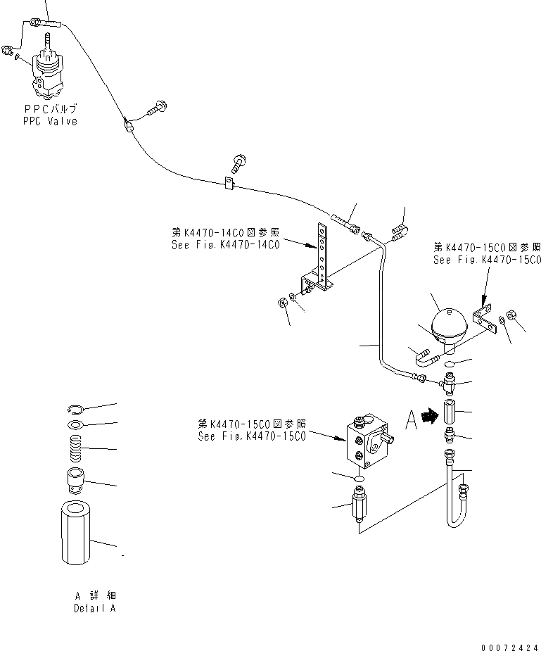 Схема запчастей Komatsu WA600-3 - УПРАВЛ-Е ТОРМОЗОМ (ЗАГРУЗОЧН. КЛАПАН - P.P.C. КЛАПАН ТРУБЫ) (С 3-Х СЕКЦИОНН. КЛАПАН)(№-) КАБИНА ОПЕРАТОРА И СИСТЕМА УПРАВЛЕНИЯ