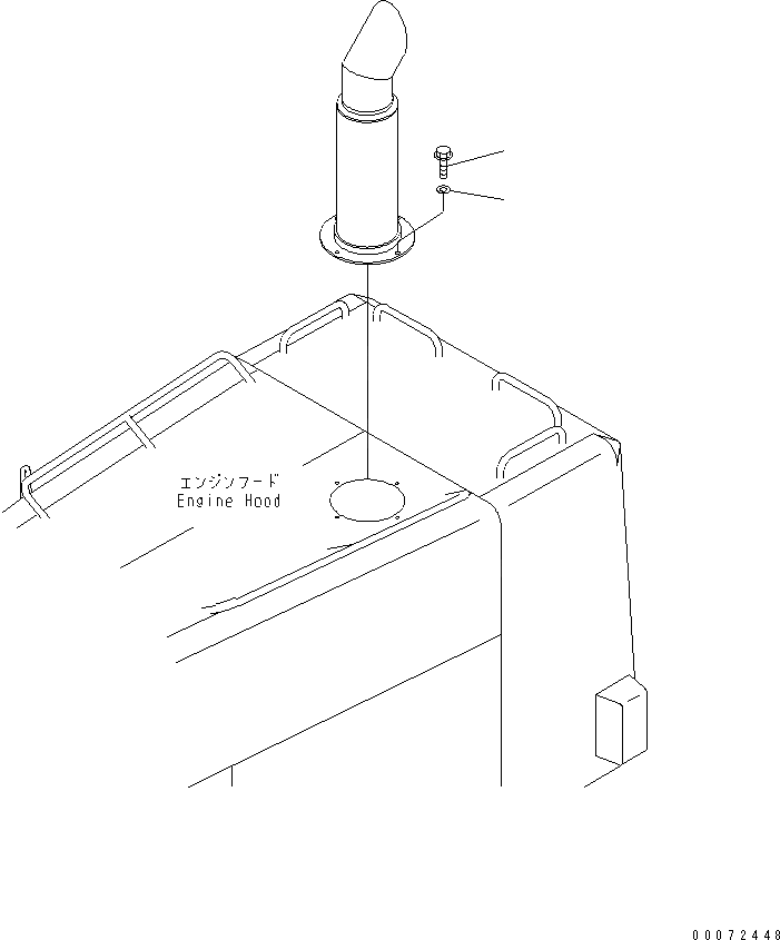 Схема запчастей Komatsu WA600-3 - КАПОТ (ВЫПУСКН. СИСТЕМА ЭЛЕМЕНТЫ КРЕПЛЕНИЯ)(№-) ЧАСТИ КОРПУСА