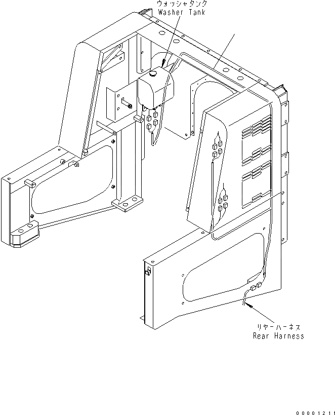 Схема запчастей Komatsu WA600-3 - КАПОТ (ОТСЕК ДВИГАТЕЛЯ Э/ПРОВОДКА)(№-) ЧАСТИ КОРПУСА