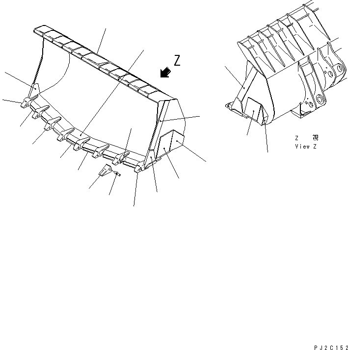Схема запчастей Komatsu WA600-3 - V-ОБРАЗН КОВШ¤ .M (С ЗУБЬЯМИ) (С ЗАЩИТОЙ ШИН) РАБОЧЕЕ ОБОРУДОВАНИЕ
